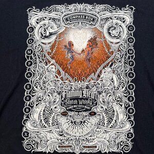 Compass Box Flaming Heart XL Men Angel T-Shirt Black Moto Grunge Streetwear